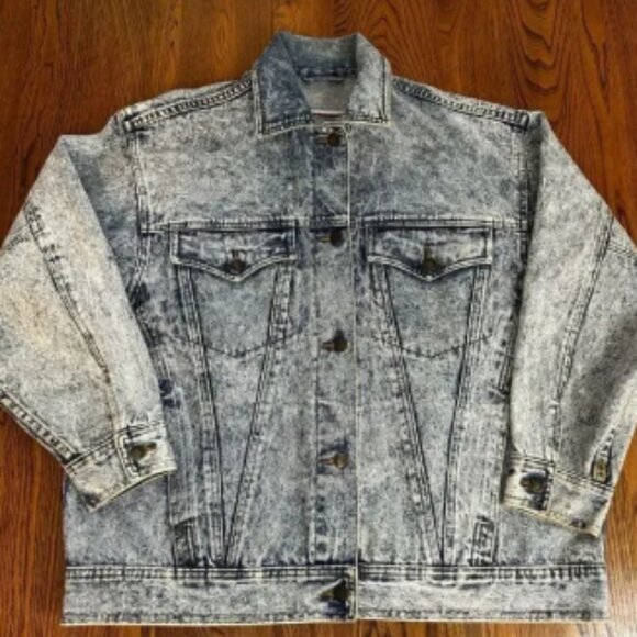 Vtg‎ Stefano International Sportswear Acid Wash Denim Jacket Women's Size Large - Picture 1 of 5